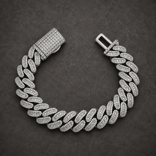 925 Silver Baguette Cuban Bracelet
