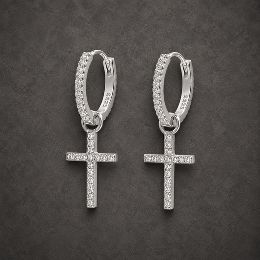 925 Silver Cross Huggie/Hoop Earrings