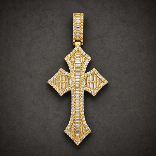 925 Silver Imperial Cross Pendant - 18K Gold