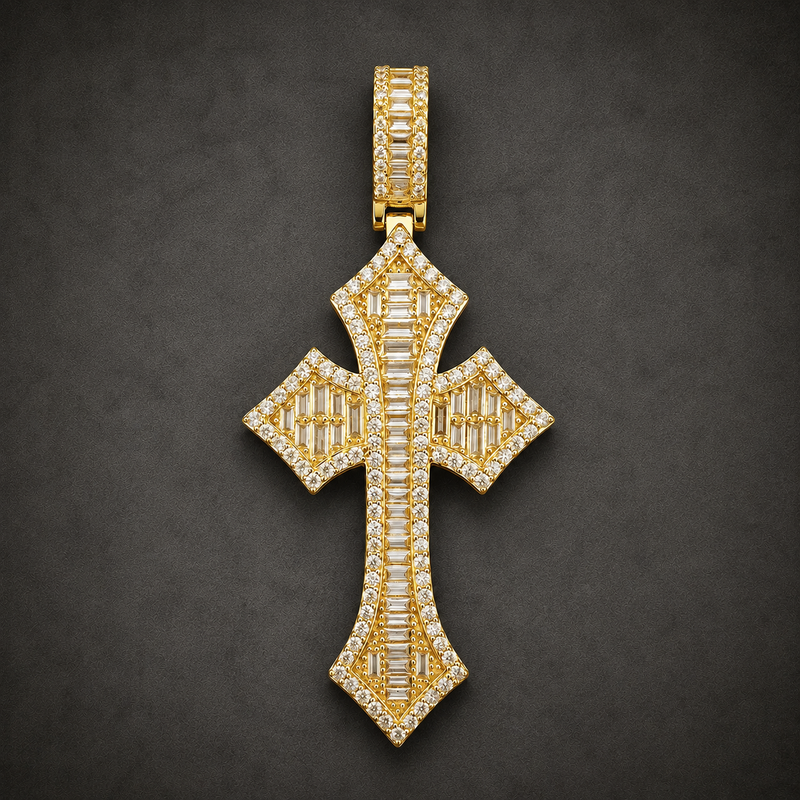 925 Silver Imperial Cross Pendant - 18K Gold
