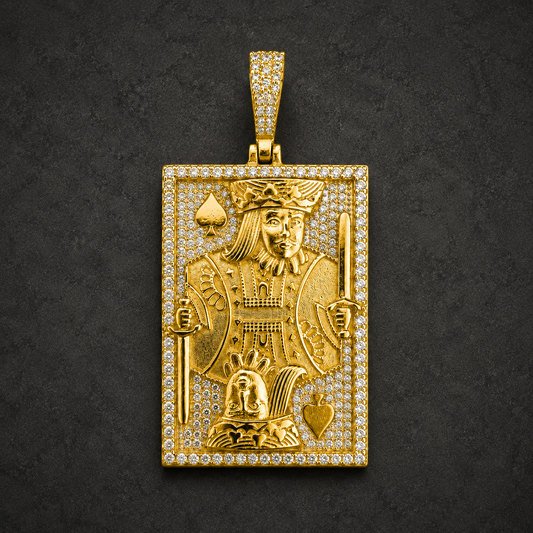925 Silver King of Spades Pendant – 18K Gold